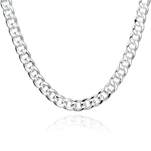 Awesome 22 Inch Open Cuban Link Chain 10mm Wide, Stamped 925 Sterling Silver - Picture 5 of 7